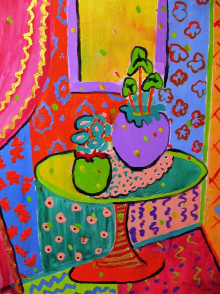 Happy Painting--Pedestal by Mary Ellen Mogee