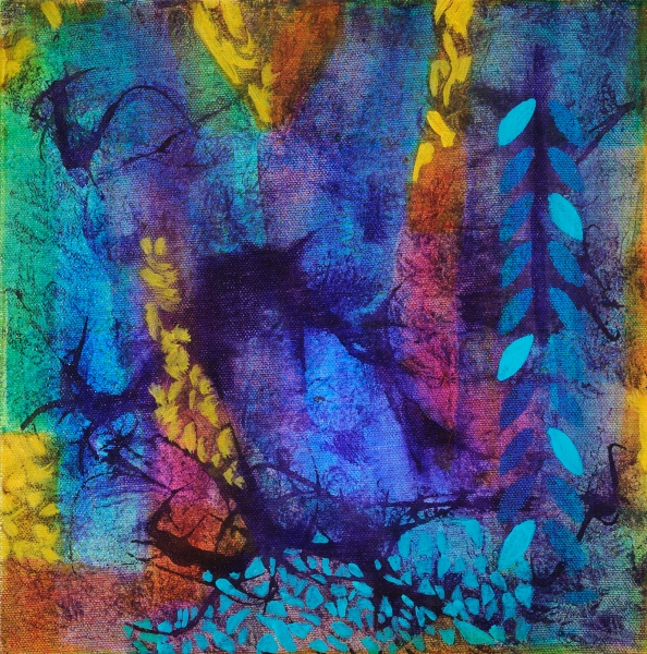 Click here to view Untitled blue, violet, yellow by Mary Ellen Mogee
